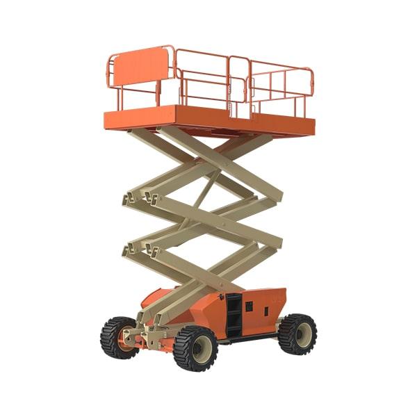 we provide a variety of scissor lifts, including electric, diesel, and rough terrain models